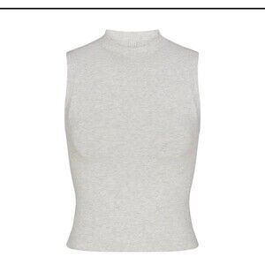 Skims Cotton Jersey Mock Neck Tank